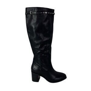 Lucky Brand Sample Women's 6B Limone‎ Leather Riding Boot Matte Black NWOB